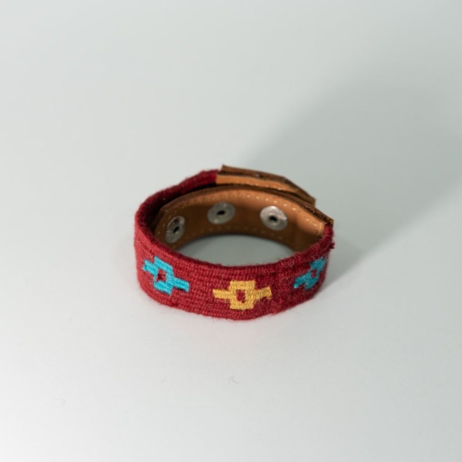 Göz Motifli El Dokuması Kilim Bileklik – Bordo